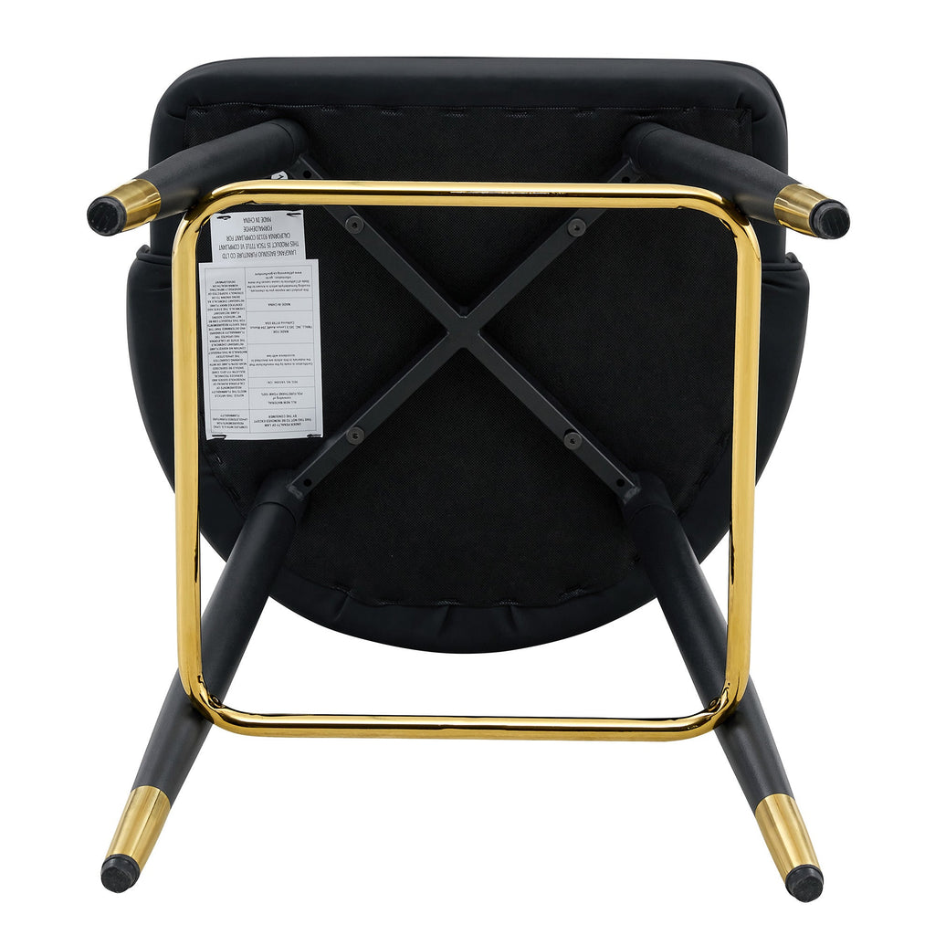 Black PU Leather Bar Stools – Set of 2 | 37.7" High with Ergonomic Backrest & Gold Footrest