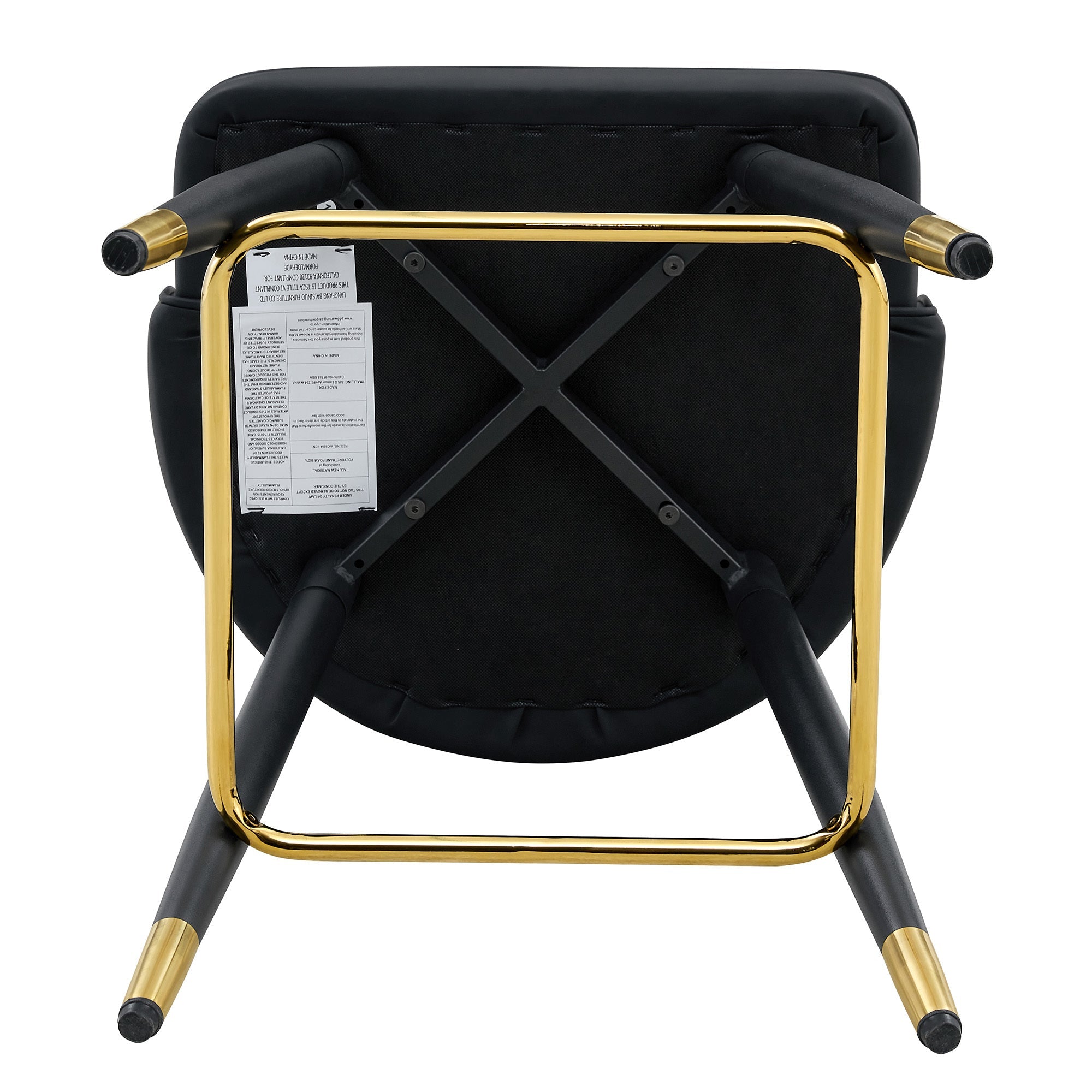 Black PU Leather Bar Stools – Set of 2 | 37.7" High with Ergonomic Backrest & Gold Footrest