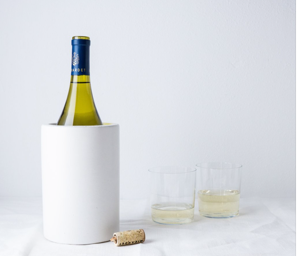 White Concrete Wine Chiller & Utensil Holder