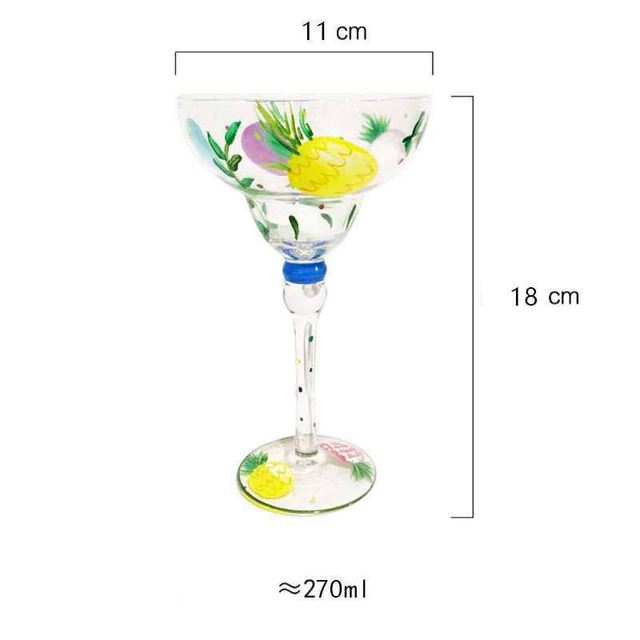 Handmade Hand-Painted Margarita Glasses - Set of 7 Designs | 270ml Lead-Free Cocktail Goblets