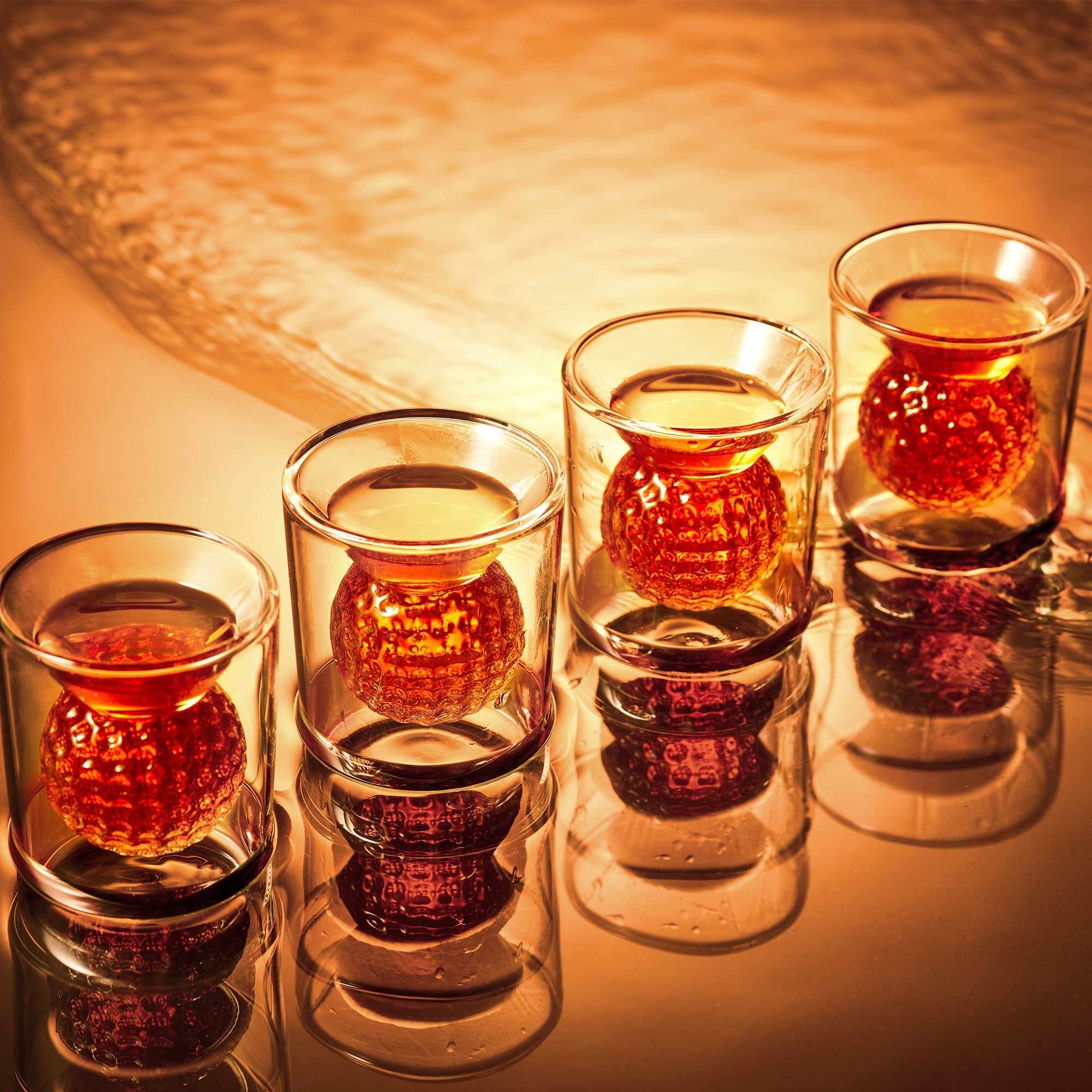 Golf Ball Shot Glasses - 2 oz Lead-Free Borosilicate Glass | Gift Boxed