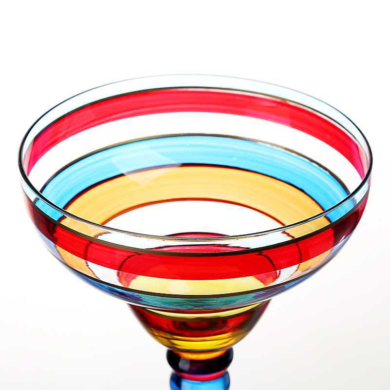 Handmade Hand-Painted Margarita Glasses - Set of 7 Designs | 270ml Lead-Free Cocktail Goblets