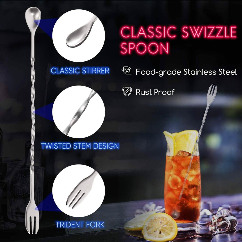 Hiware Stainless Steel Cocktail Muddler & Mixing Spoon Set – 2-Piece Bar Tool Kit
