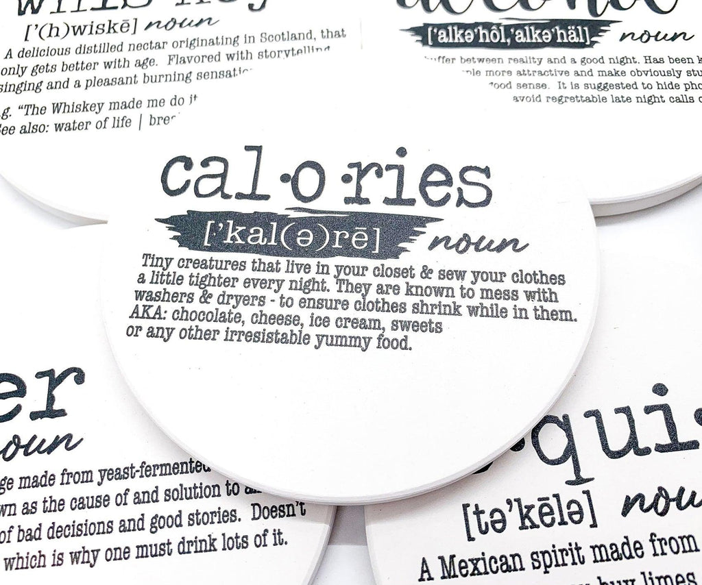 Drink Definition Ceramic Coasters - 14 Drinks | Single, 4-Pack or 6-Pack