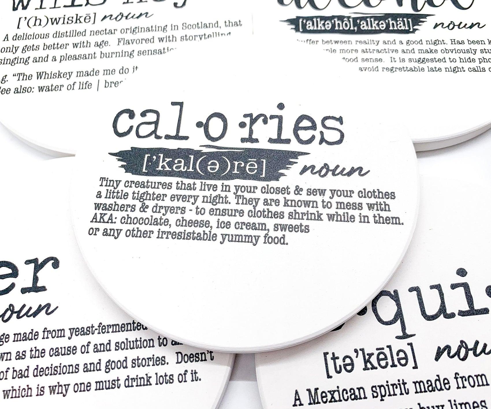 Drink Definition Ceramic Coasters - 14 Drinks | Single, 4-Pack or 6-Pack