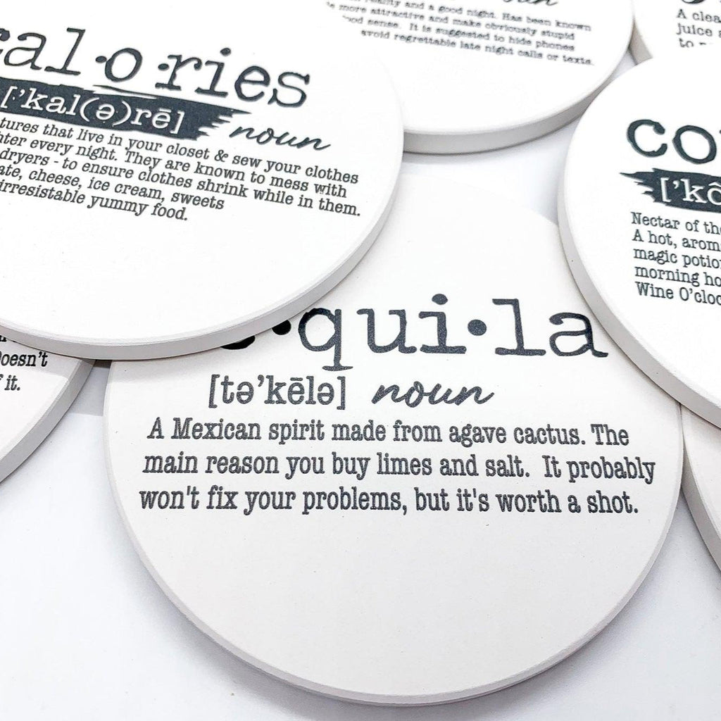Drink Definition Ceramic Coasters - 14 Drinks | Single, 4-Pack or 6-Pack