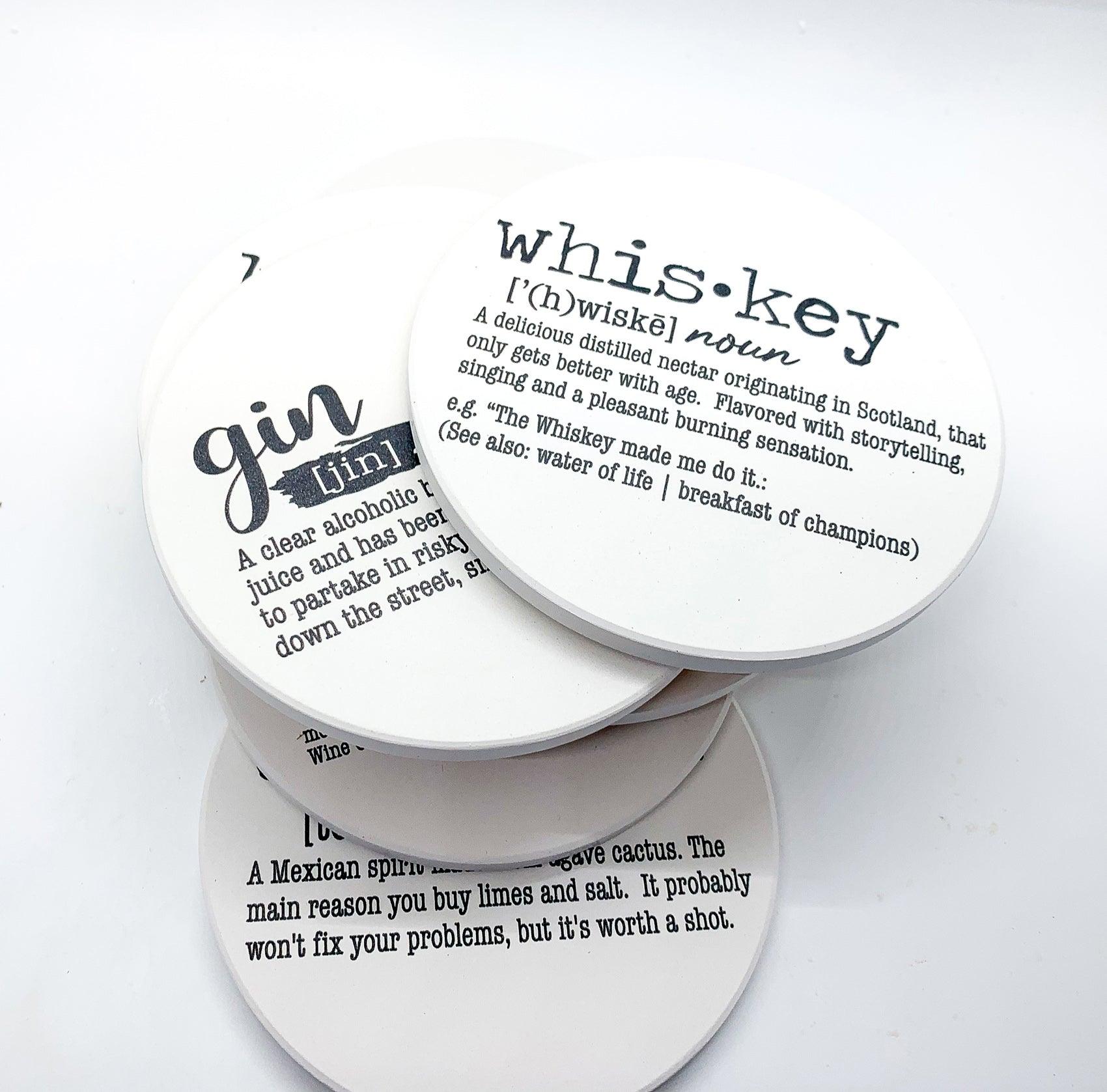 Drink Definition Ceramic Coasters - 14 Drinks | Single, 4-Pack or 6-Pack