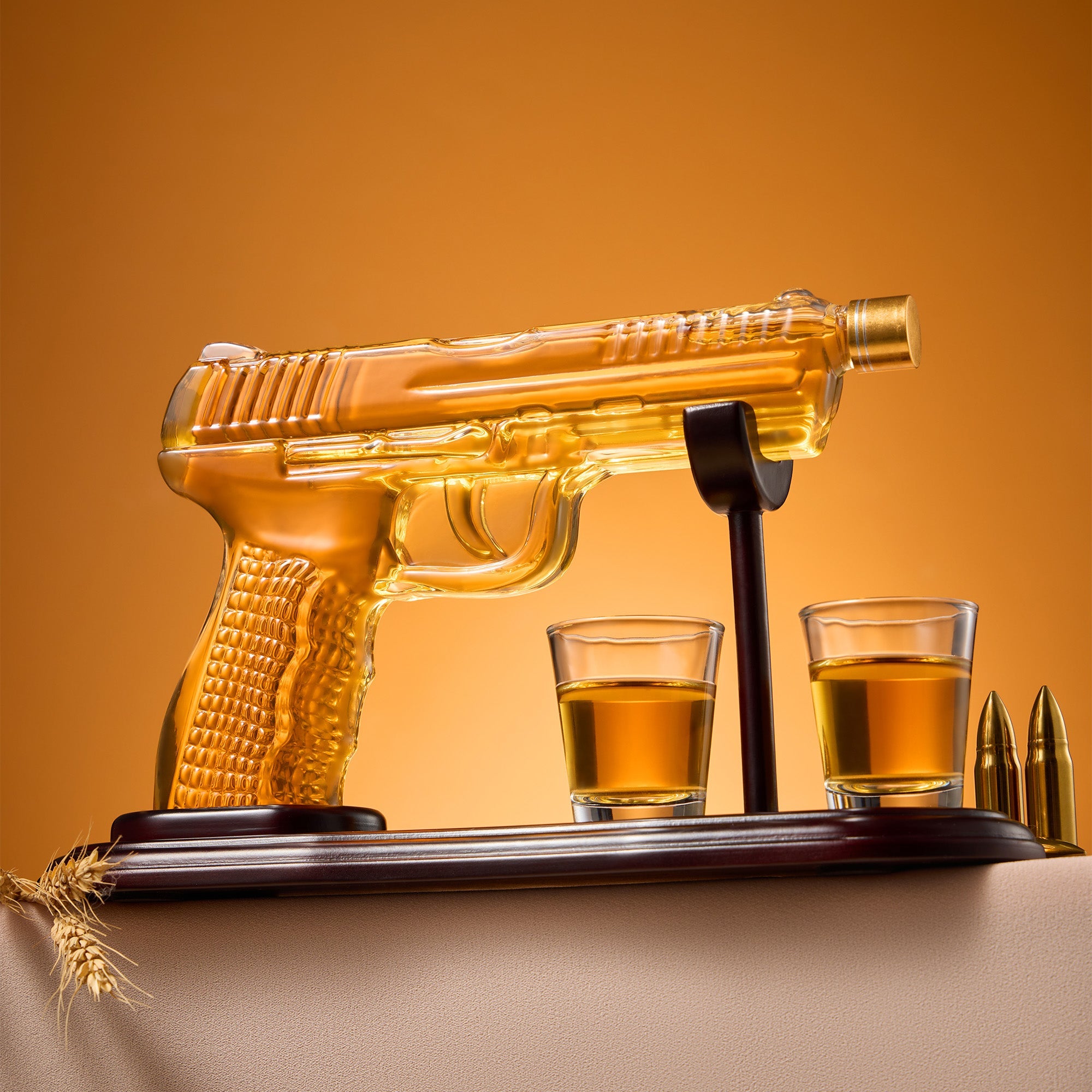Gun Whiskey Decanter & Shot Glass Set - Lead-Free Borosilicate Glass | Gift Boxed