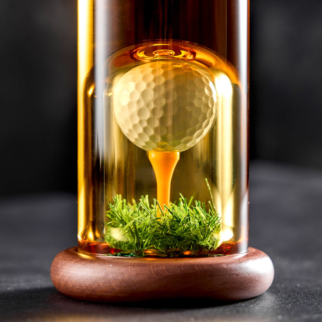 Golf Whiskey Decanter Set - 3D Golf Ball Inside | Lead-Free Borosilicate Glass | Gift Boxed