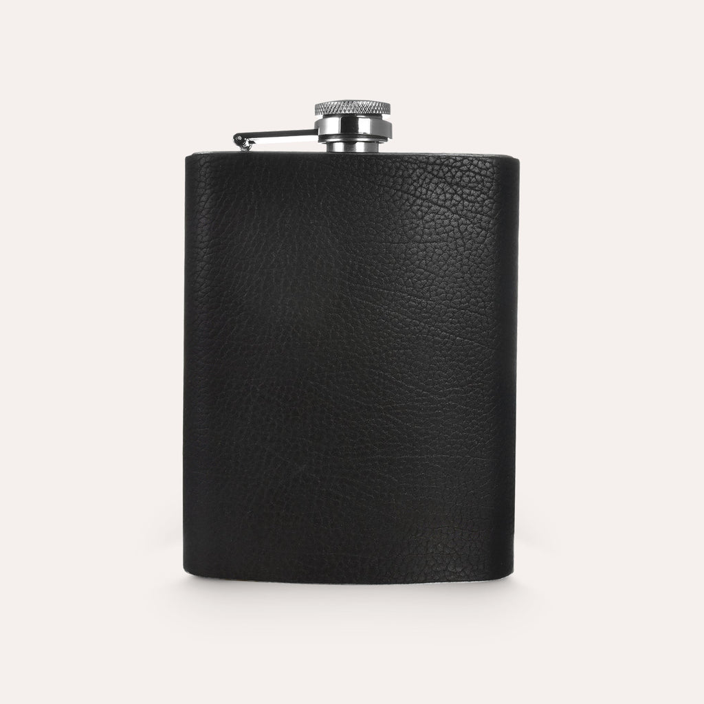 Leather Flask - 8 oz Genuine Leather Hip Flask | Black & Brown