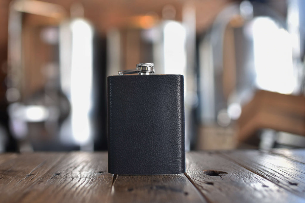 Leather Flask - 8 oz Genuine Leather Hip Flask | Black & Brown