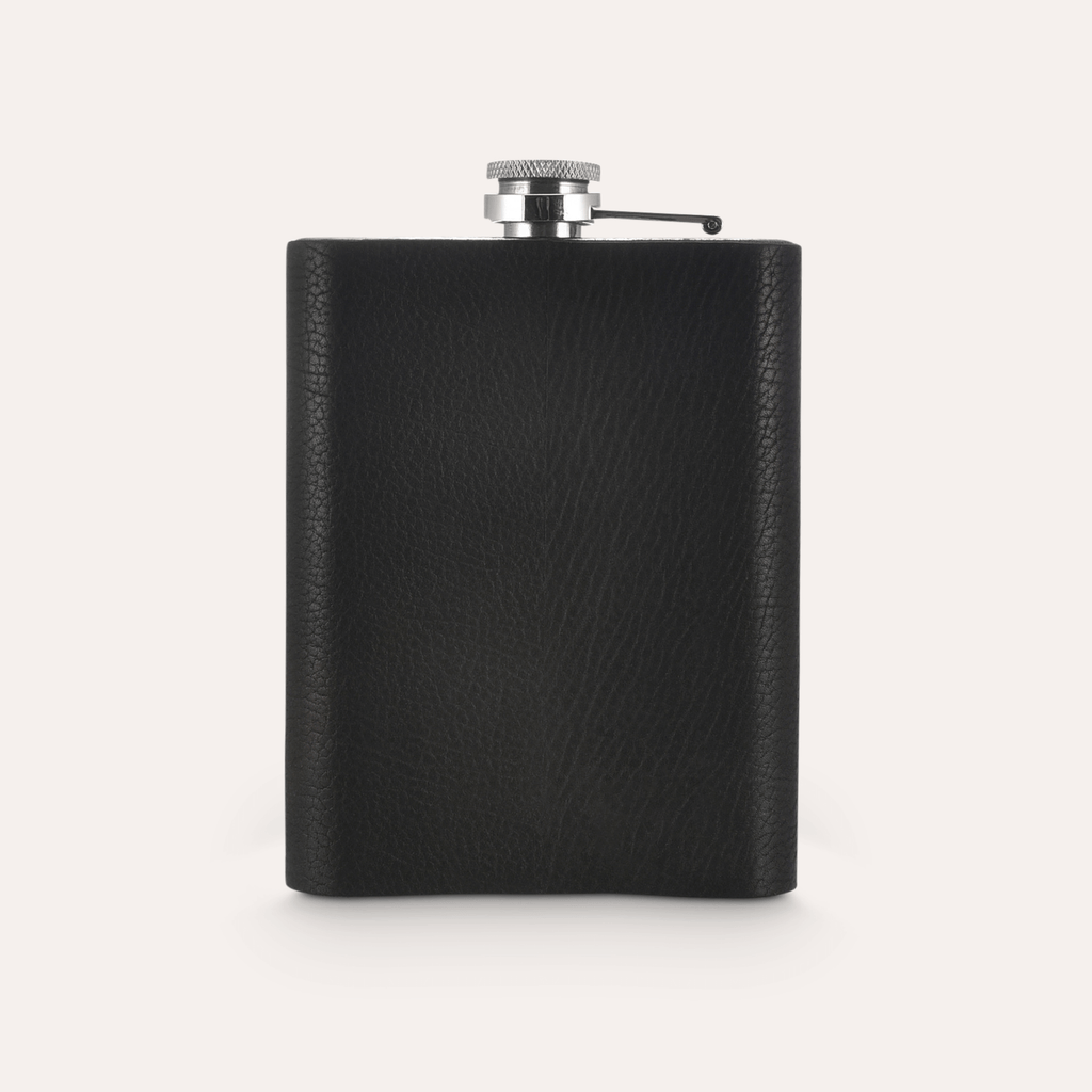 Leather Flask - 8 oz Genuine Leather Hip Flask | Black & Brown