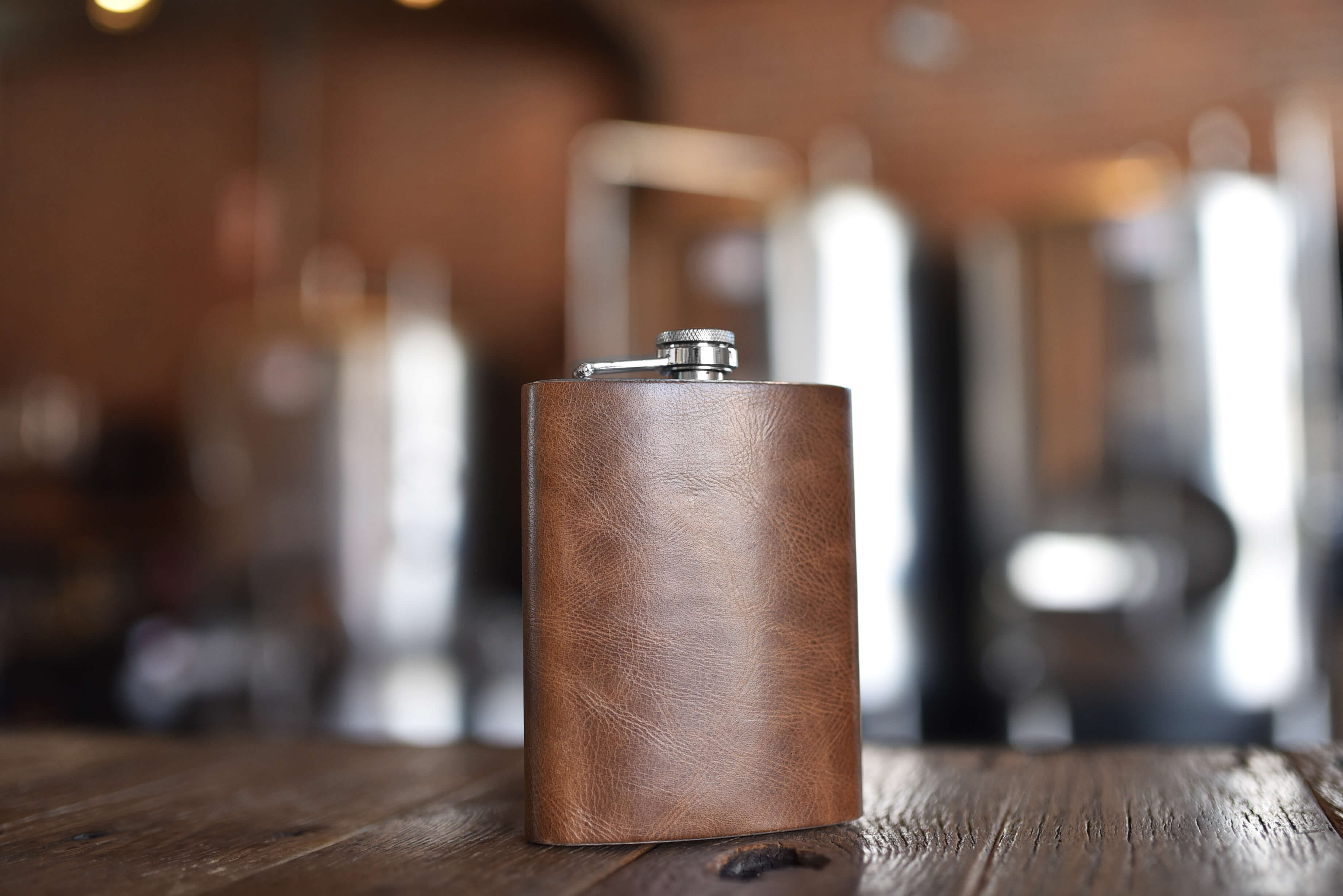 Leather Flask - 8 oz Genuine Leather Hip Flask | Black & Brown