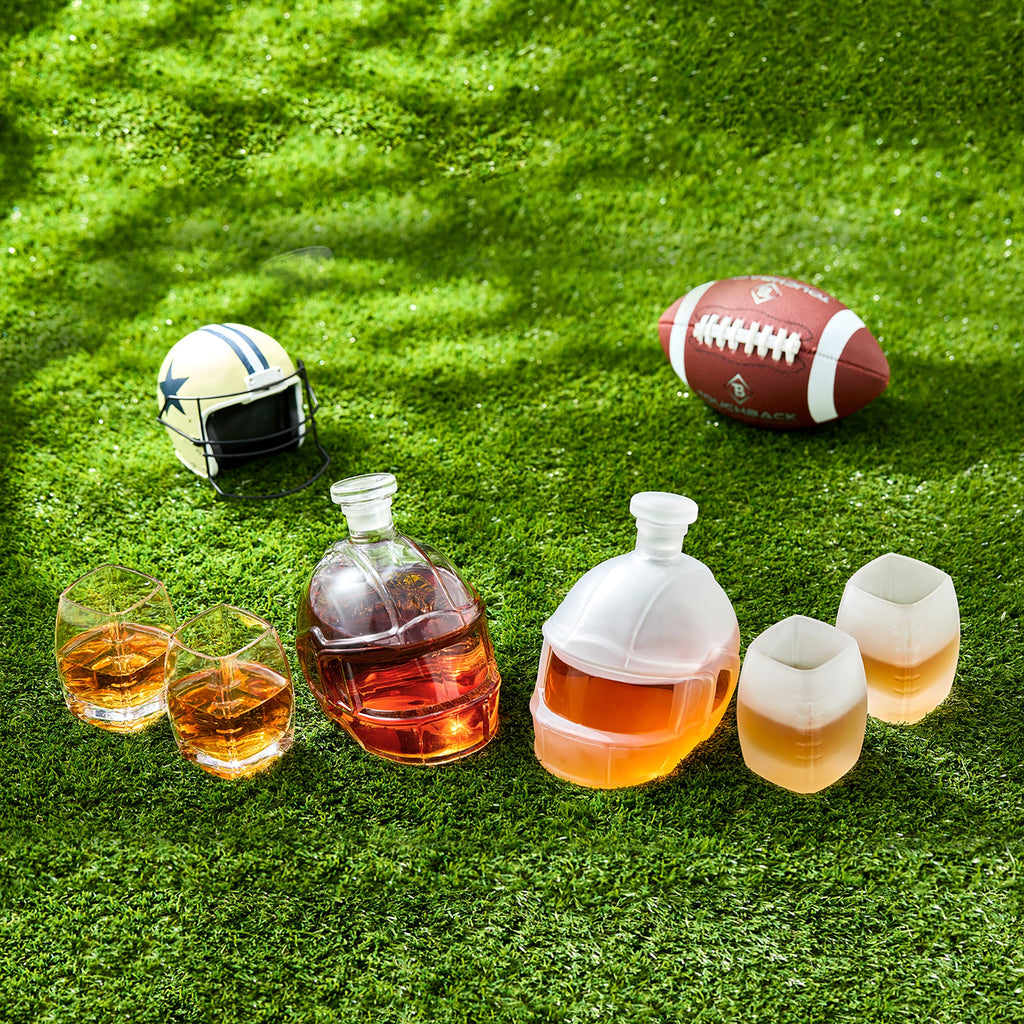 Football Whiskey Decanter Set - 1500ml with Football Glasses | Lead-Free Borosilicate Glass