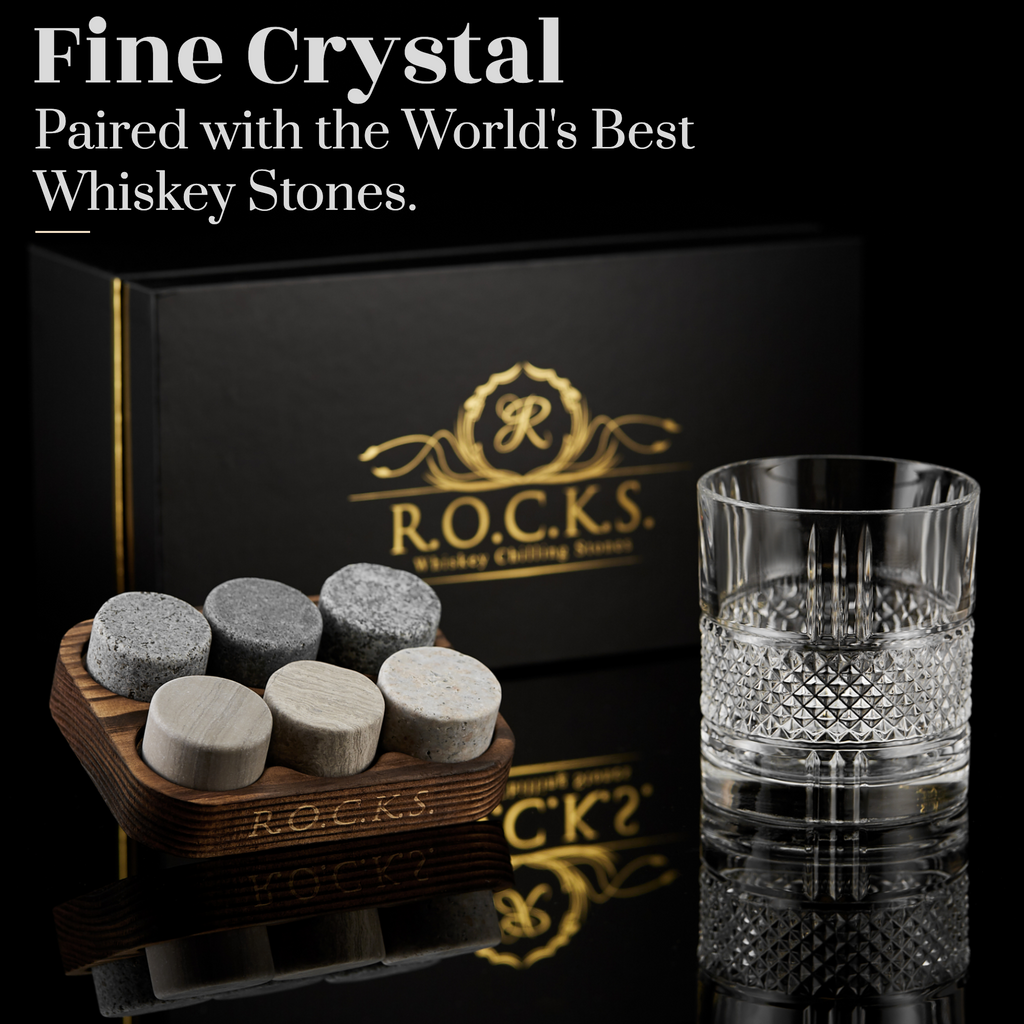 The Connoisseur's Set – Reserve Crystal Whiskey Glass with Whiskey Rocks