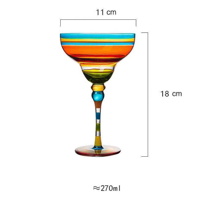 Handmade Hand-Painted Margarita Glasses - Set of 7 Designs | 270ml Lead-Free Cocktail Goblets