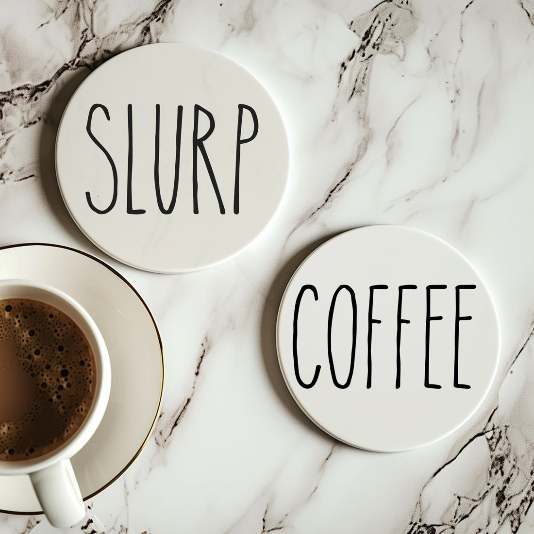 Minimalist One-Word Ceramic Coasters - 11 Moods