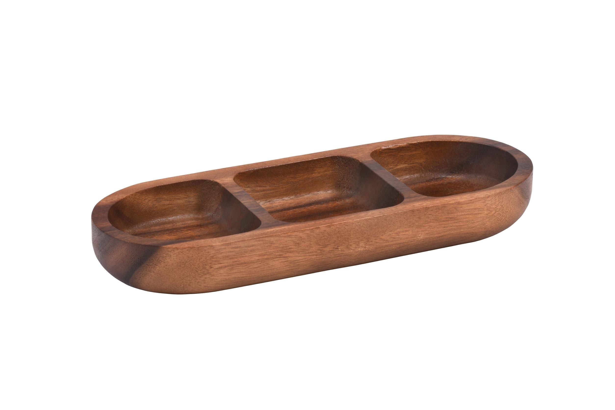 Acacia Wood 3-Compartment Candy and Nut Tray - 14" | Handcrafted | Kalmar Home