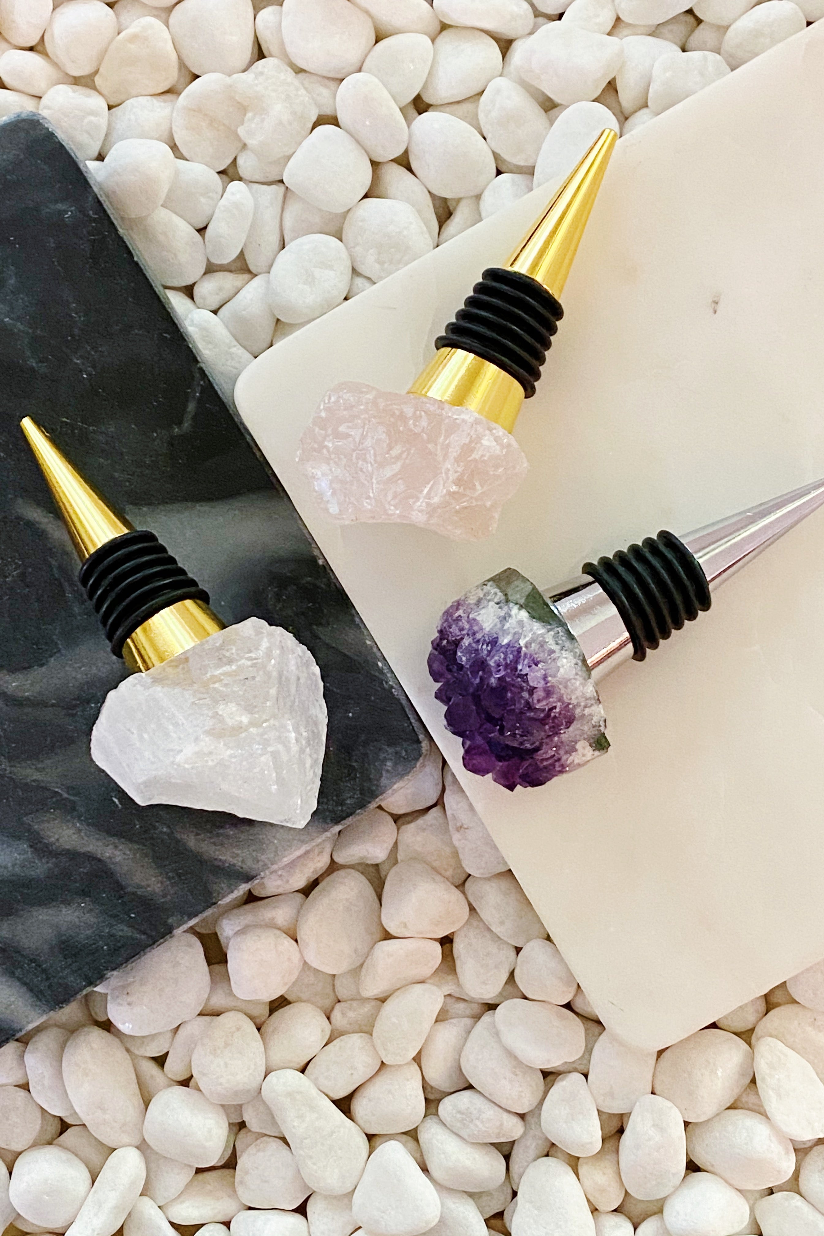 Natural Stone Wine Stopper - Semi-Precious Gemstone | 6 Stones