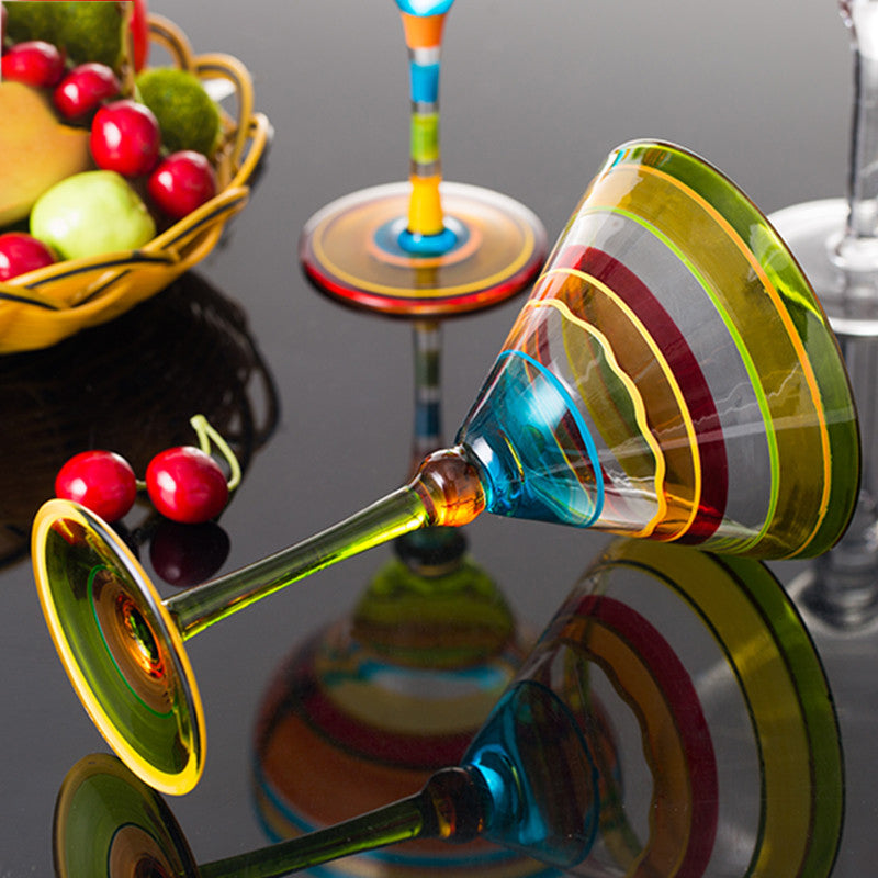 Handmade Hand-Painted Margarita Glasses - Set of 7 Designs | 270ml Lead-Free Cocktail Goblets