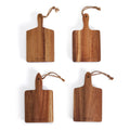 Acacia Wood Charcuterie Boards – Set of 4 | Enjoy, Nibble, Nosh & Savor