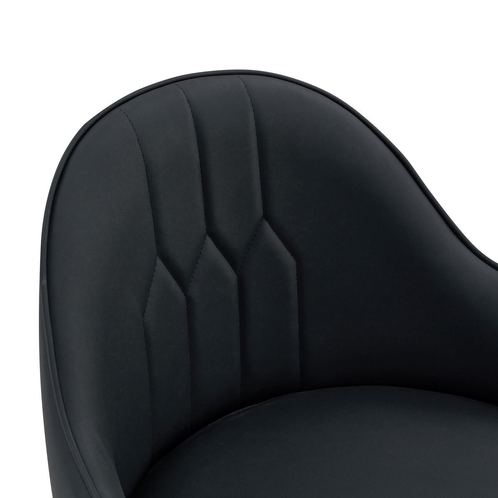 Black PU Leather Bar Stools – Set of 2 | 37.7" High with Ergonomic Backrest & Gold Footrest