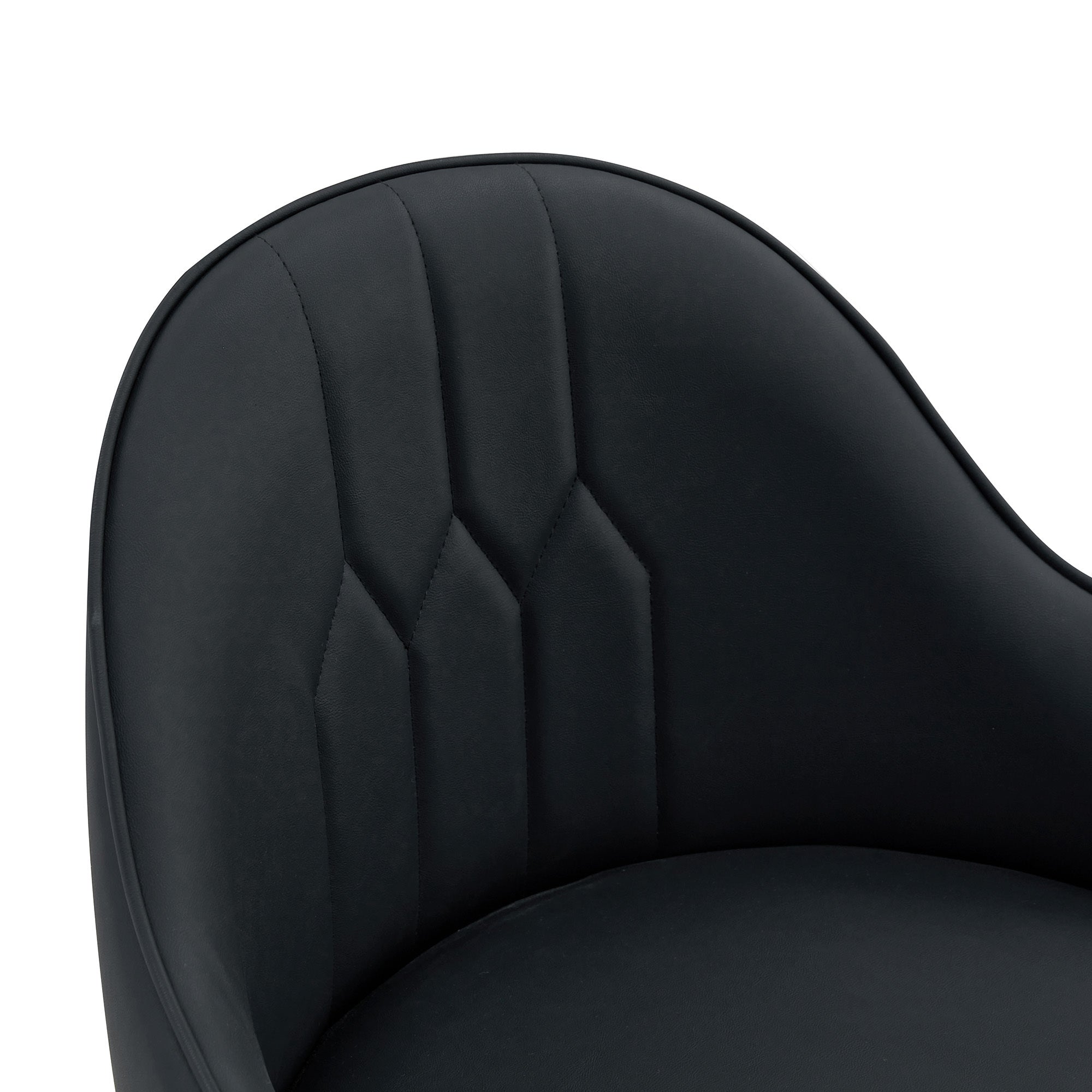 Black PU Leather Bar Stools – Set of 2 | 37.7" High with Ergonomic Backrest & Gold Footrest