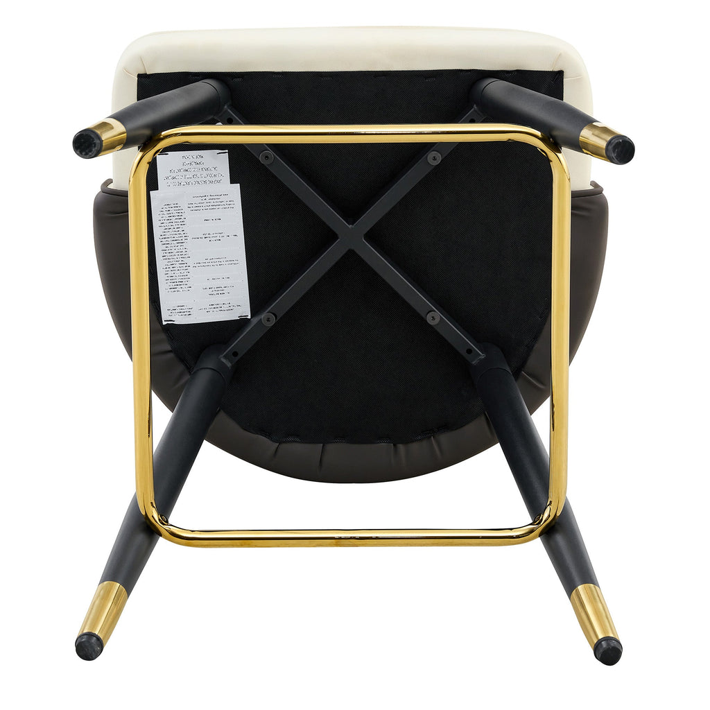 White & Dark Gray PU Leather Bar Stools – Set of 2 | 37.7" High with Ergonomic Backrest & Gold Footrest