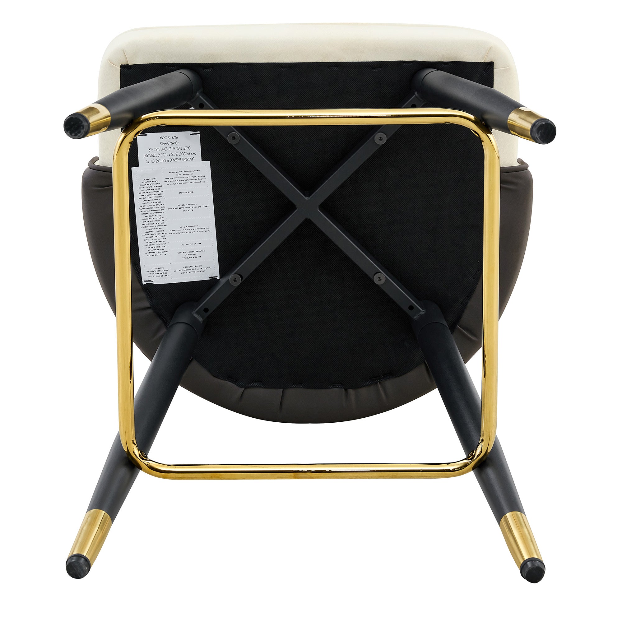 White & Dark Gray PU Leather Bar Stools – Set of 2 | 37.7" High with Ergonomic Backrest & Gold Footrest