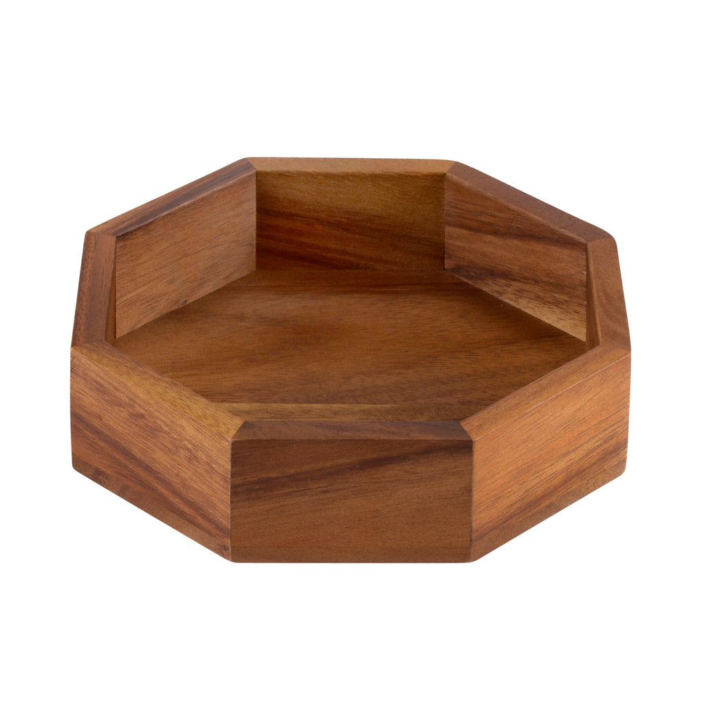 Acacia Wood Octagon Candy and Nut Dish - 8" | Handcrafted | Kalmar Home