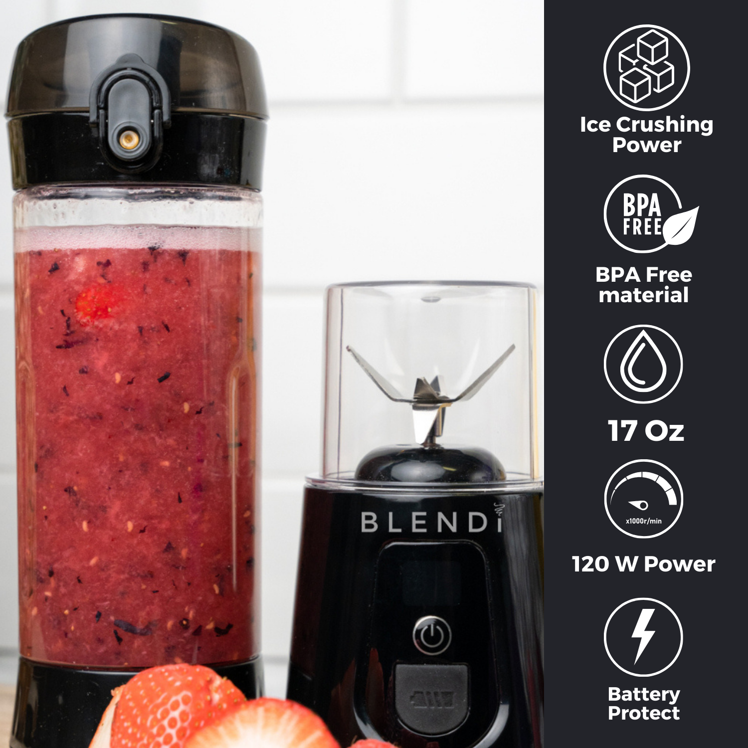 BLENDi Pro+ Portable Ice Crushing Blender – 17oz Cordless Blender