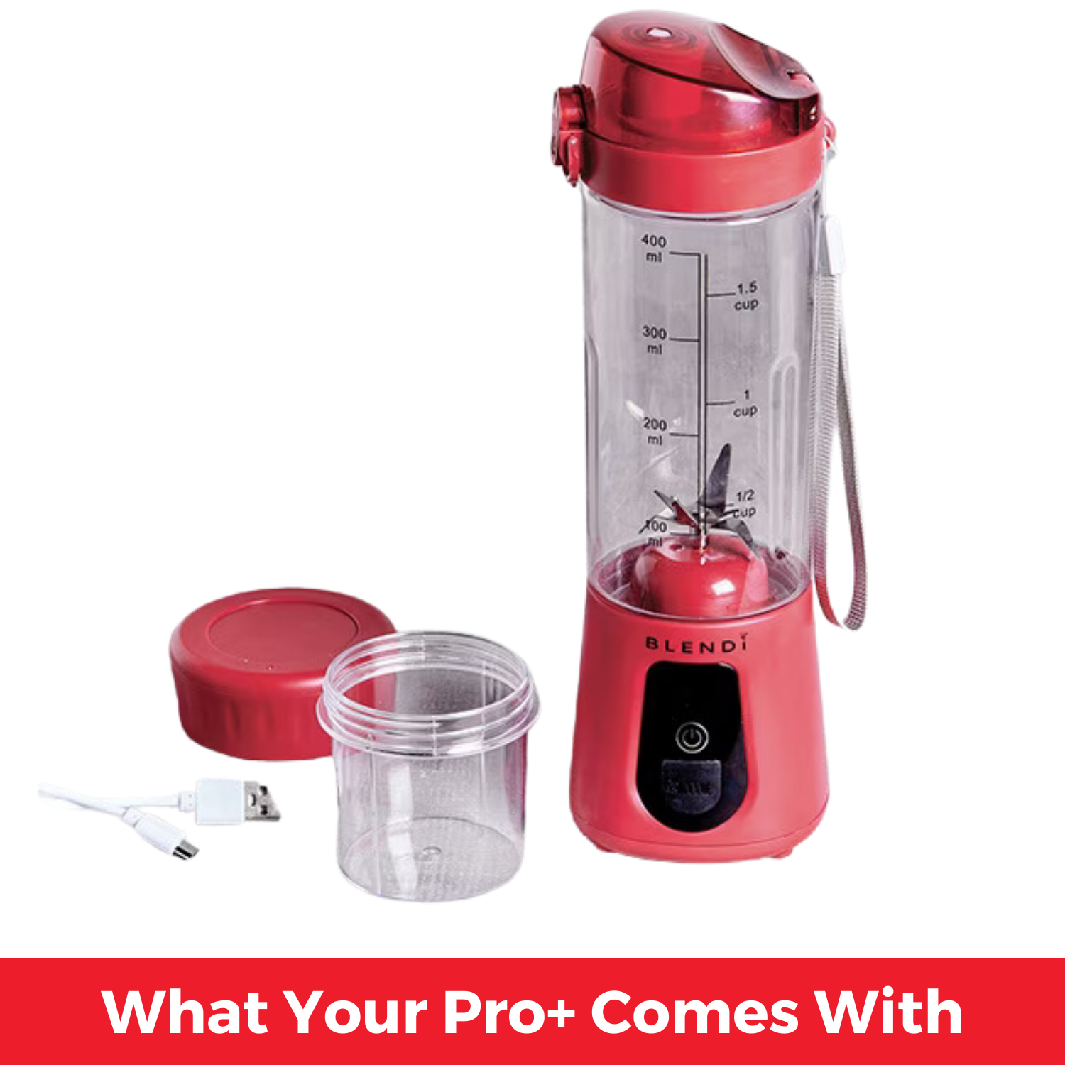 BLENDi Pro+ Portable Ice Crushing Blender – 17oz Cordless Blender
