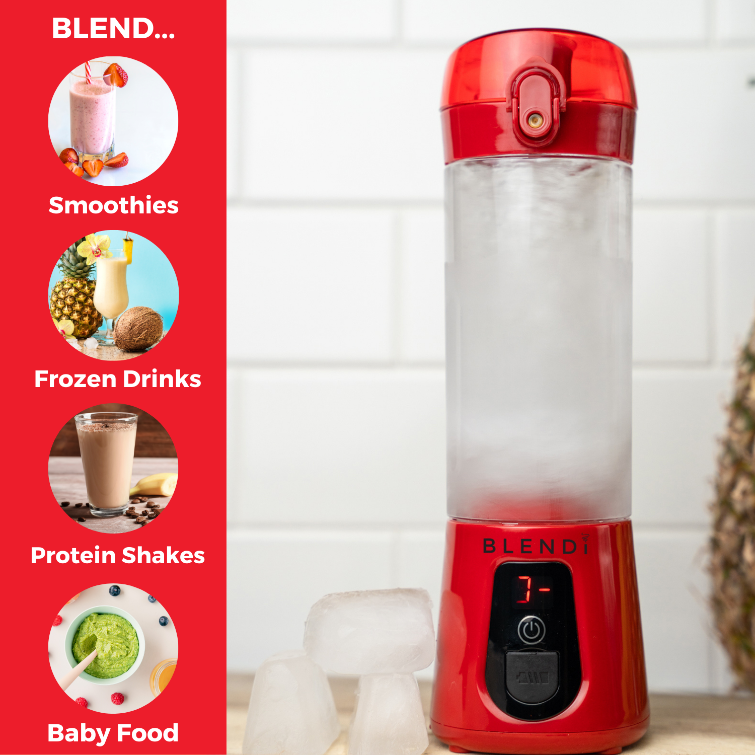 BLENDi Pro+ Portable Ice Crushing Blender – 17oz Cordless Blender