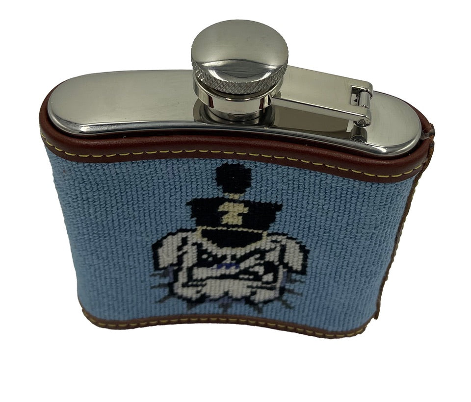 The Citadel Bulldogs ‘Spike’ Needlepoint Flask - 5 oz | Hand-Stitched | Officially Licensed