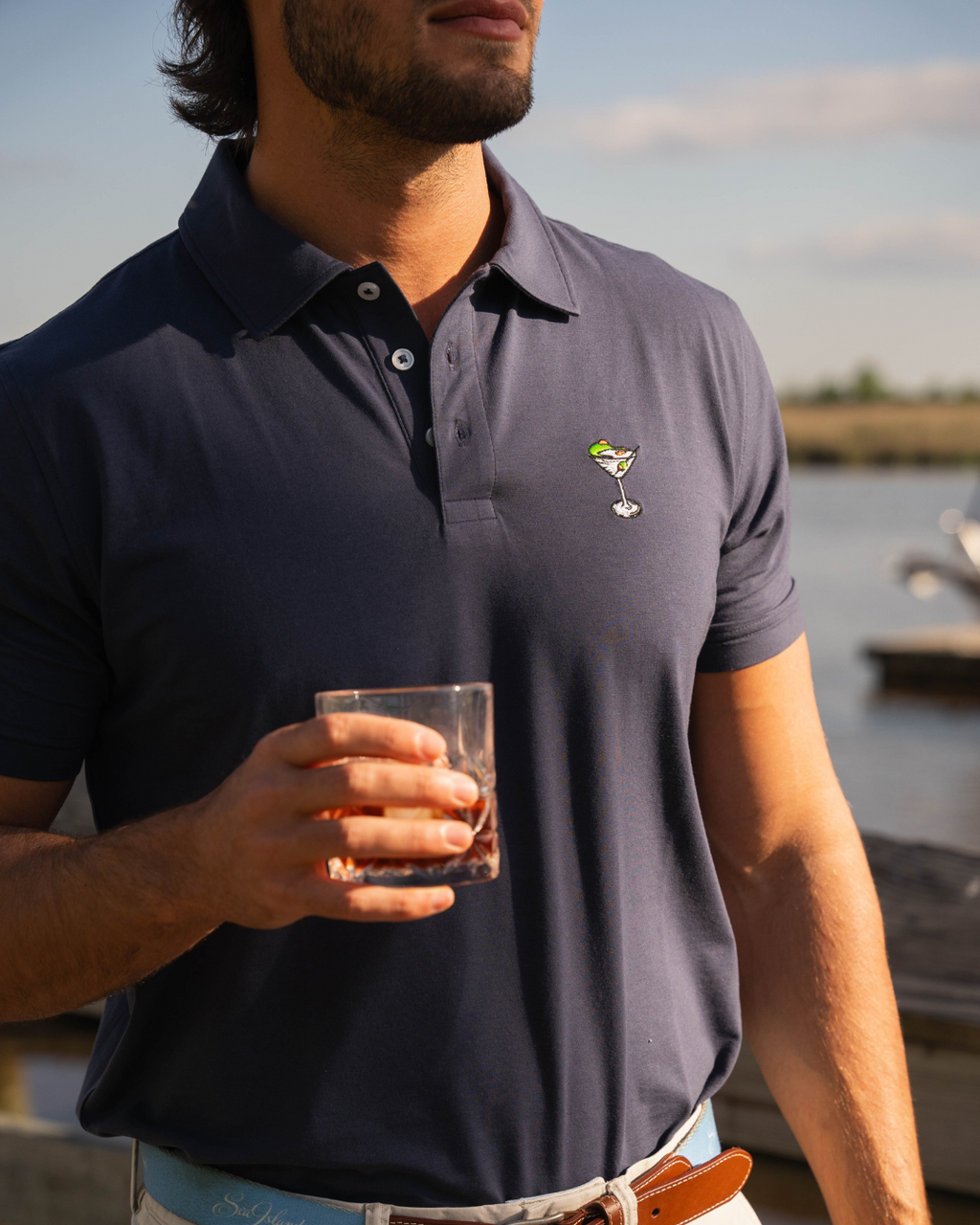 The Yacht Polo – Seaside Navy Pima Cotton Men's Polo Shirt