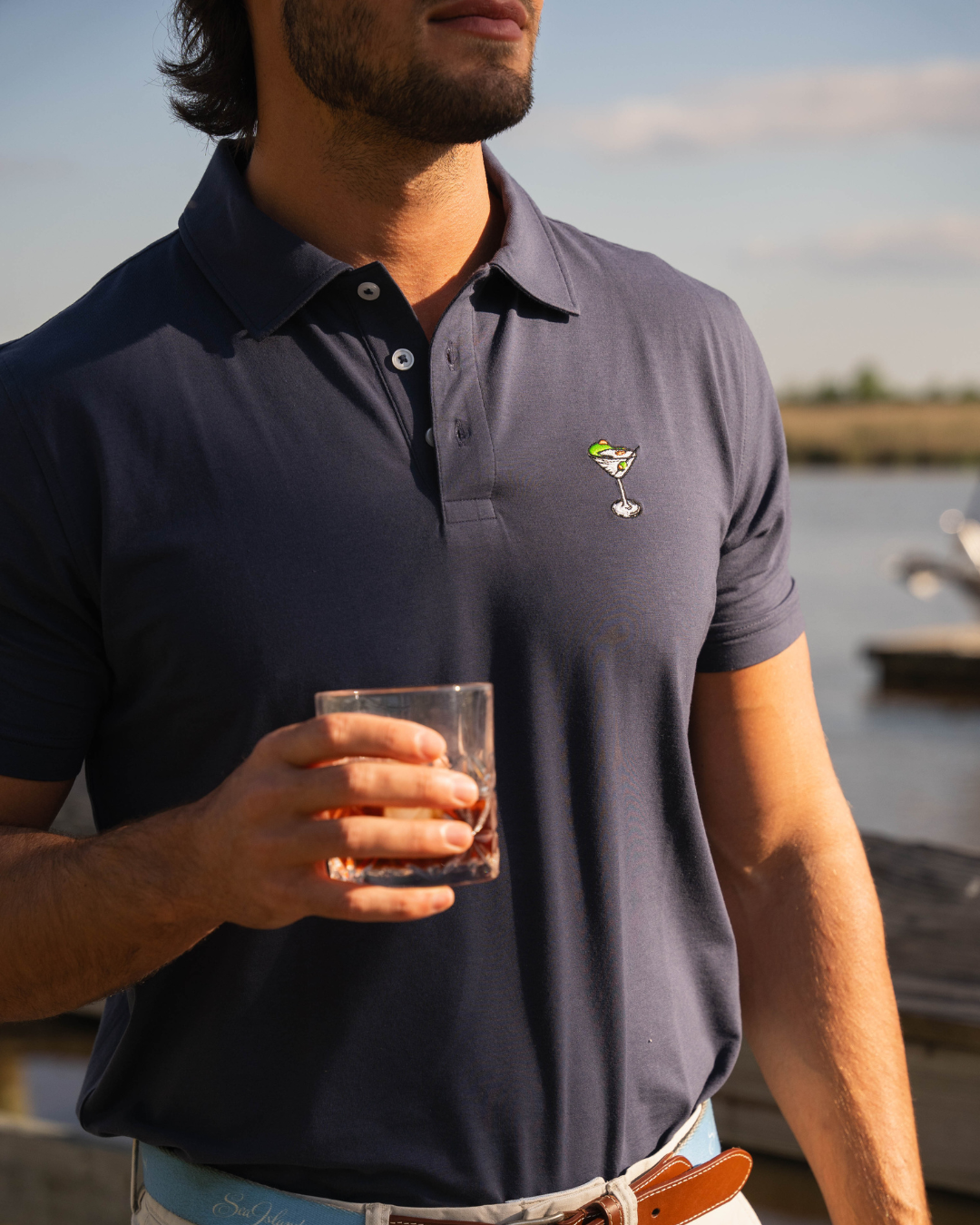 The Yacht Polo – Seaside Navy Pima Cotton Men's Polo Shirt