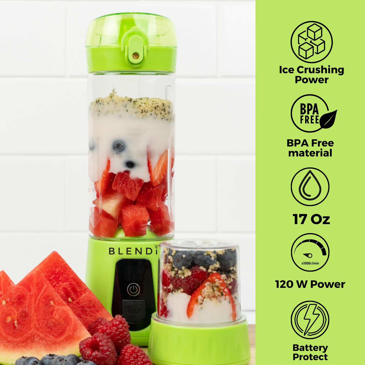 BLENDi Pro+ Portable Ice Crushing Blender – 17oz Cordless Blender