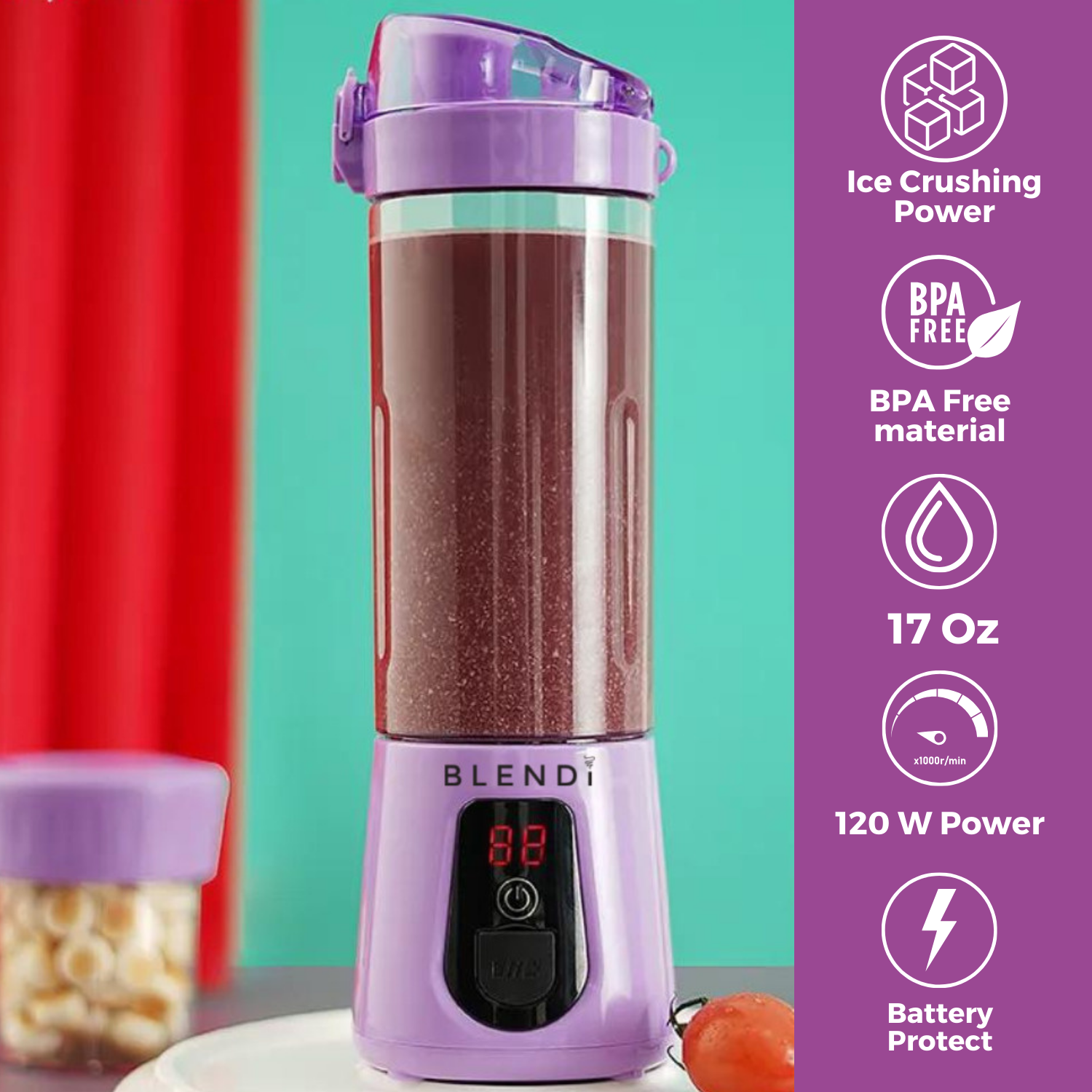 BLENDi Pro+ Portable Ice Crushing Blender – 17oz Cordless Blender