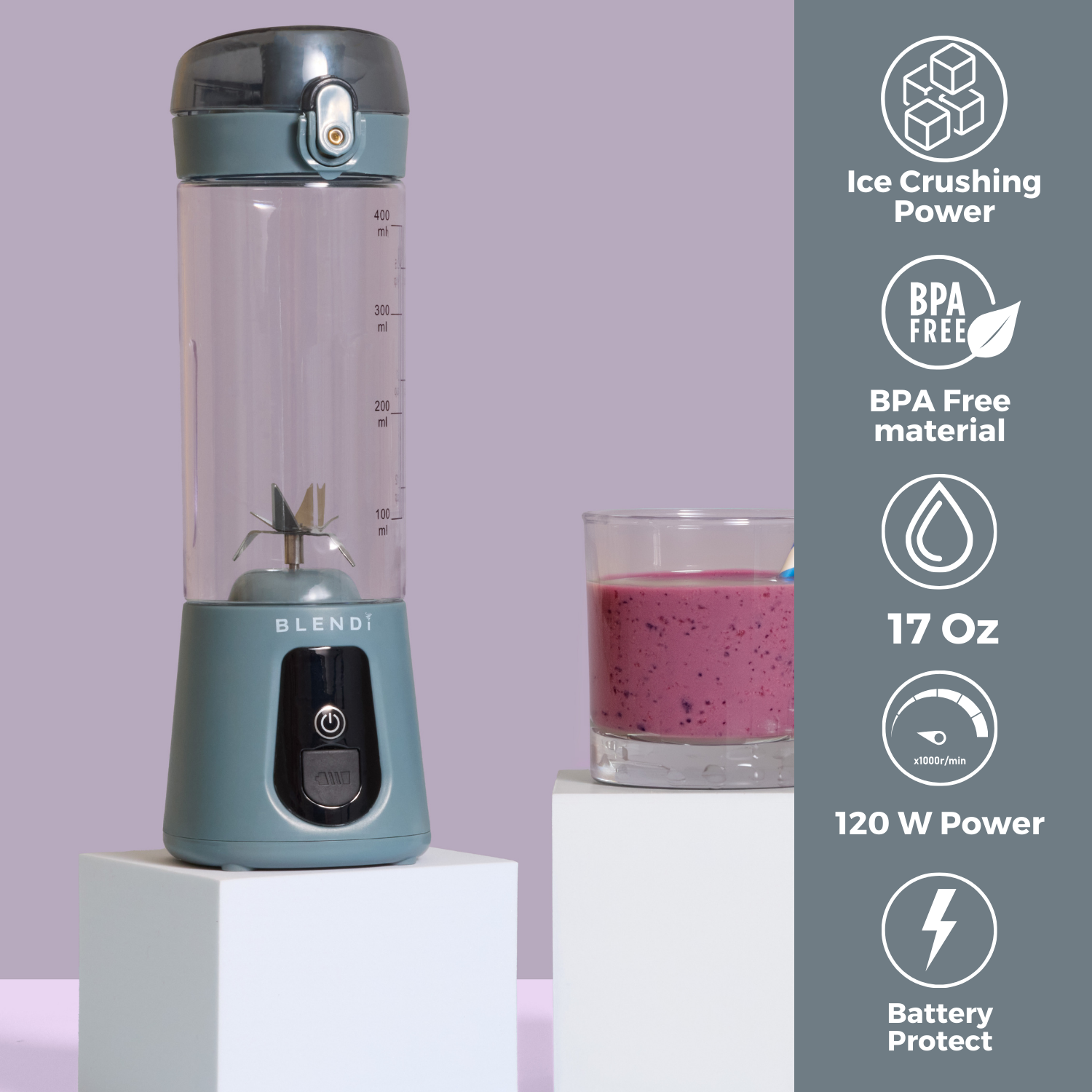 BLENDi Pro+ Portable Ice Crushing Blender – 17oz Cordless Blender