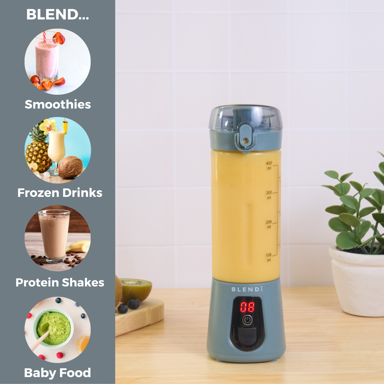 BLENDi Pro+ Portable Ice Crushing Blender – 17oz Cordless Blender