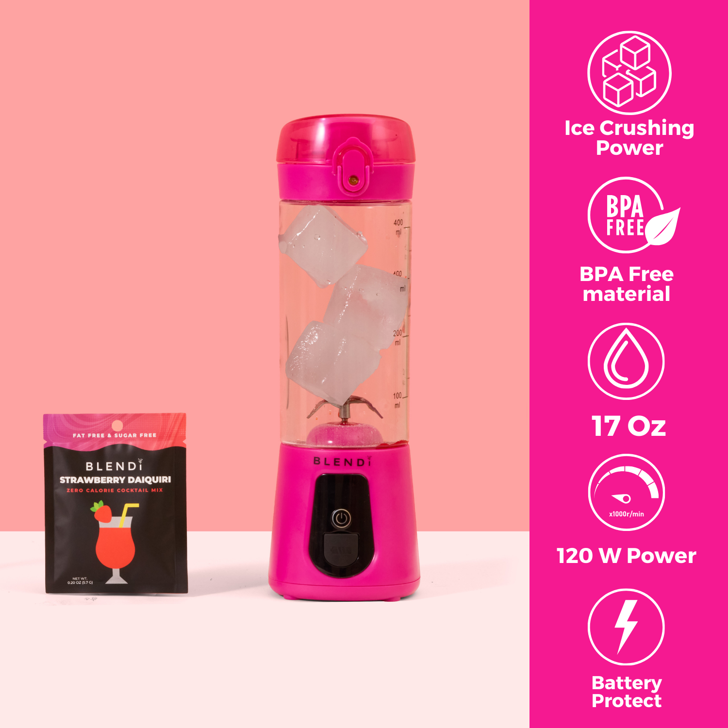 BLENDi Pro+ Portable Ice Crushing Blender – 17oz Cordless Blender