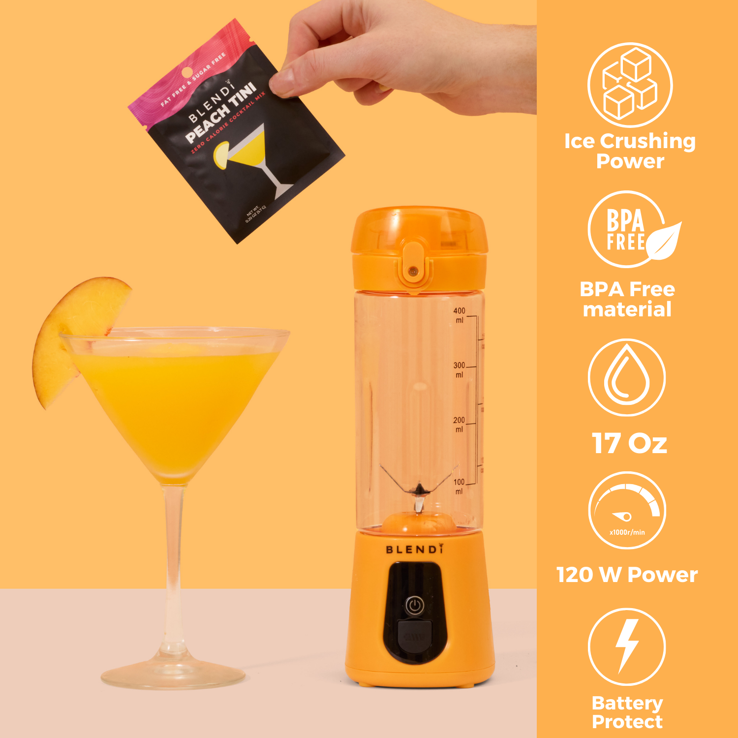 BLENDi Pro+ Portable Ice Crushing Blender – 17oz Cordless Blender