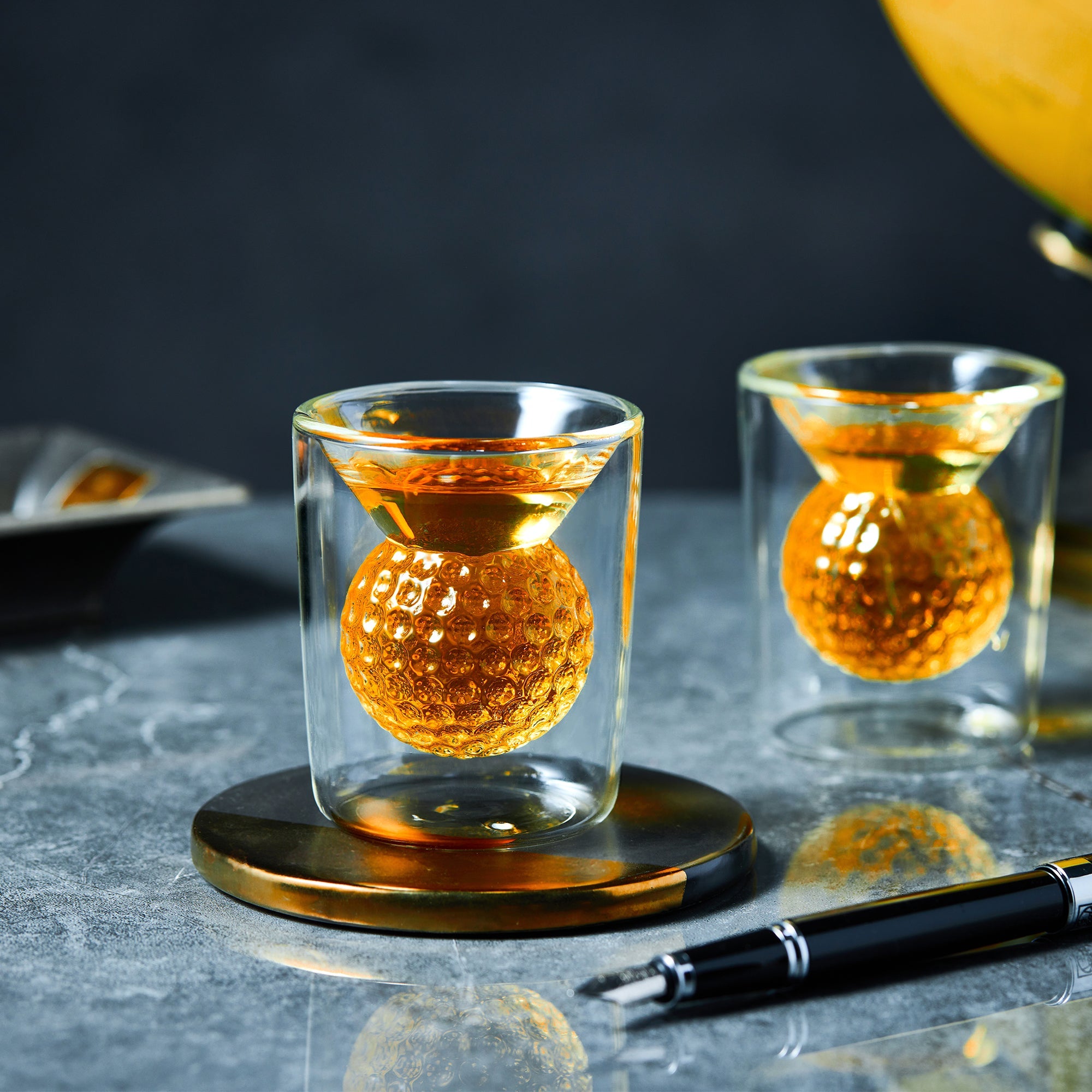 Golf Ball Shot Glasses - 2 oz Lead-Free Borosilicate Glass | Gift Boxed