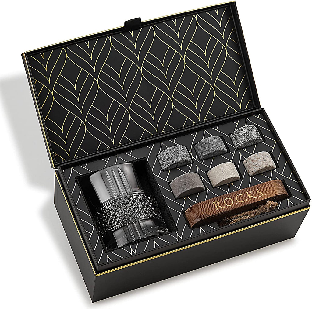 The Connoisseur's Set – Reserve Crystal Whiskey Glass with Whiskey Rocks