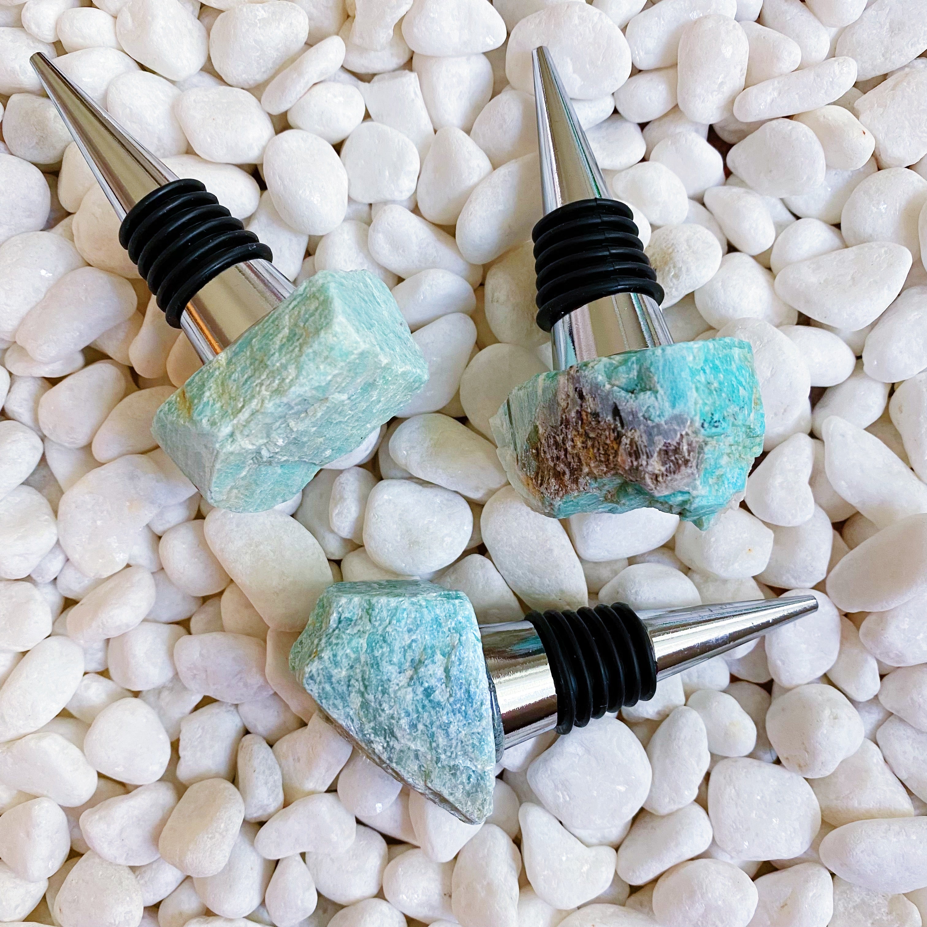 Natural Stone Wine Stopper - Semi-Precious Gemstone | 6 Stones