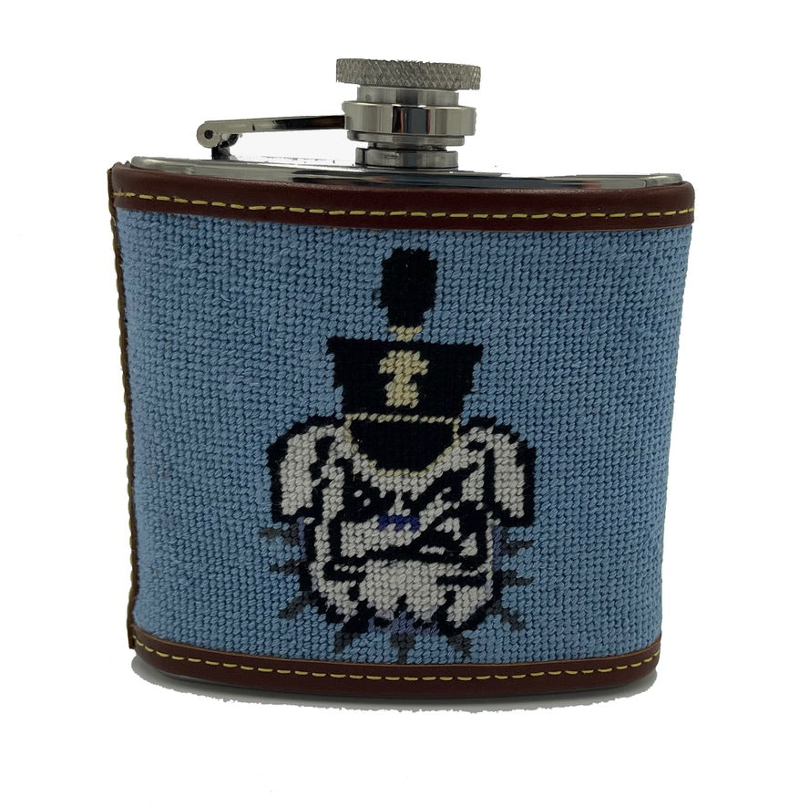 The Citadel Bulldogs ‘Spike’ Needlepoint Flask - 5 oz | Hand-Stitched | Officially Licensed