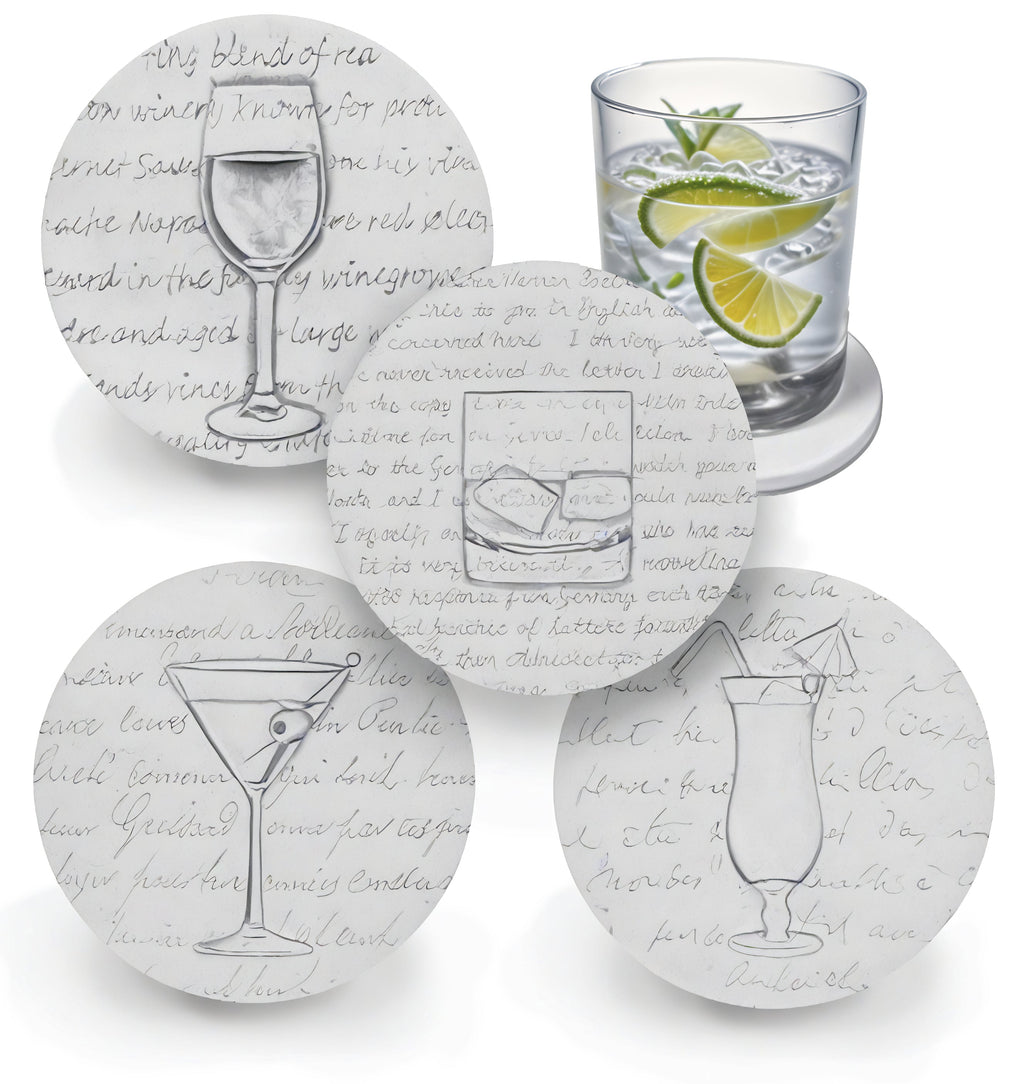 Cocktail Glass Drink Coasters – Bar Accessory Set
