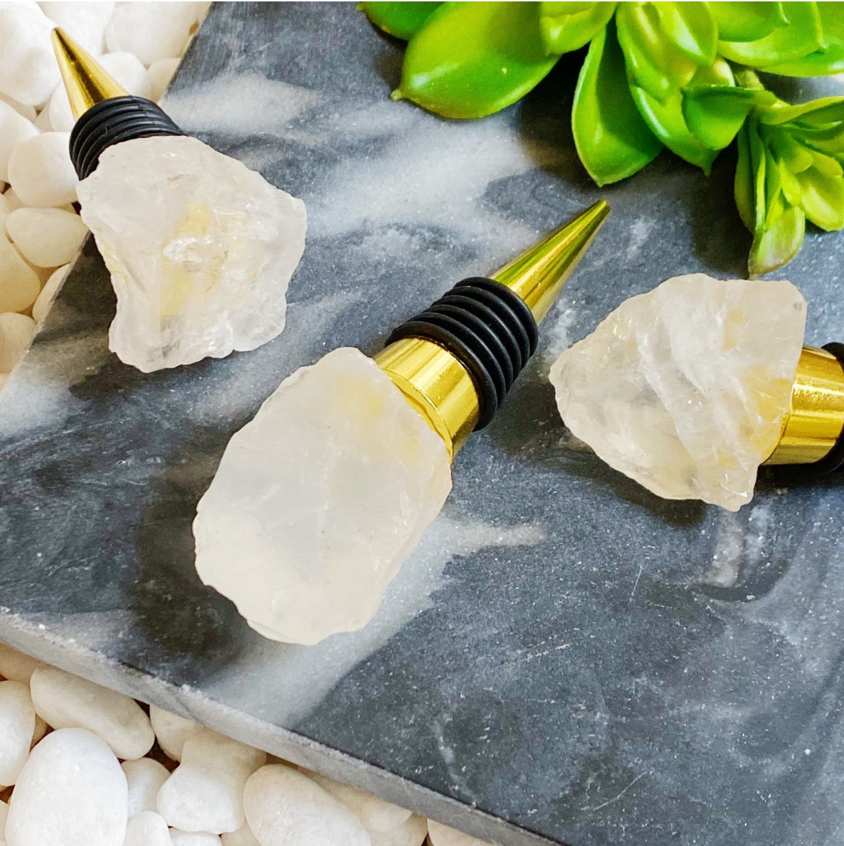 Natural Stone Wine Stopper - Semi-Precious Gemstone | 6 Stones