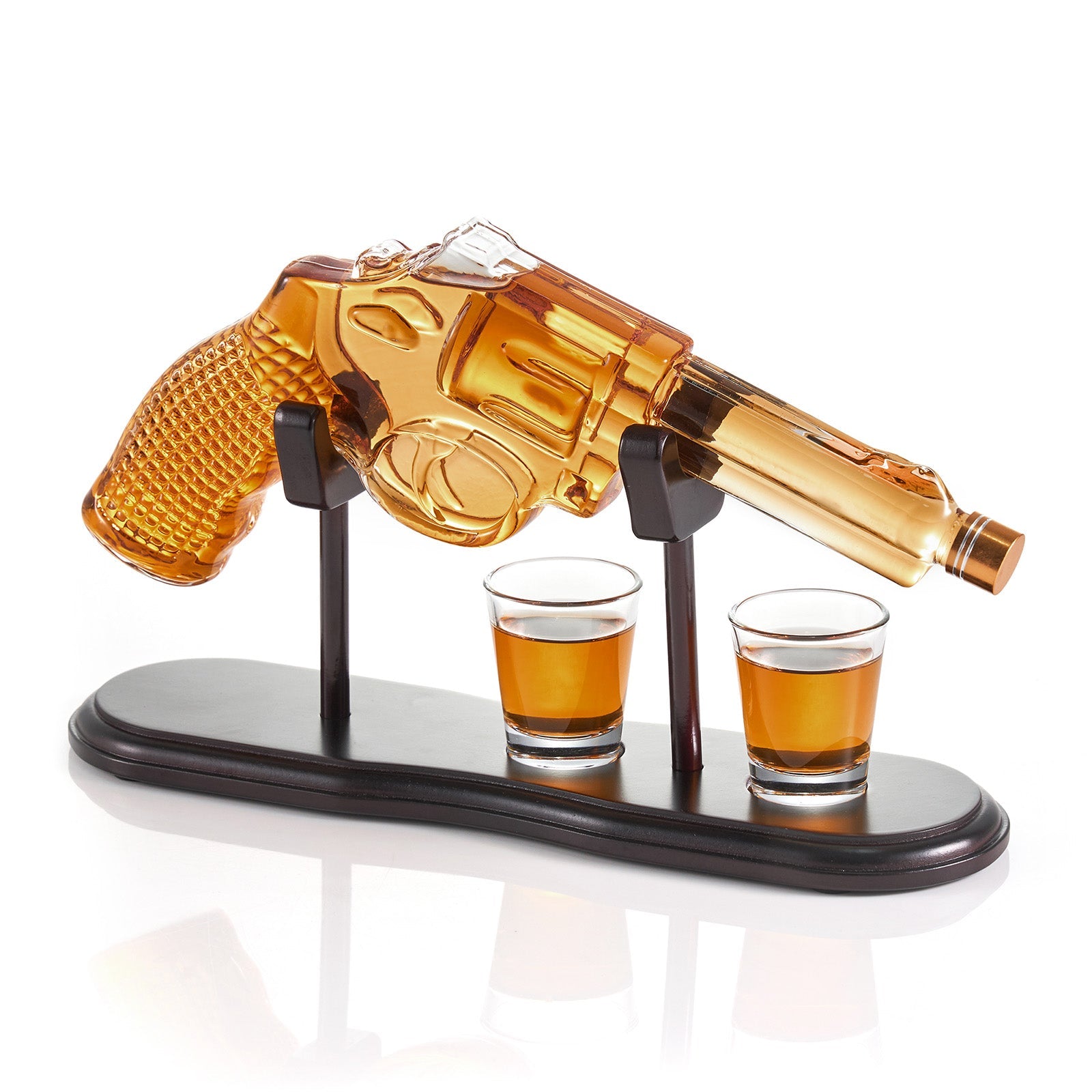 Gun Whiskey Decanter & Shot Glass Set - Lead-Free Borosilicate Glass | Gift Boxed