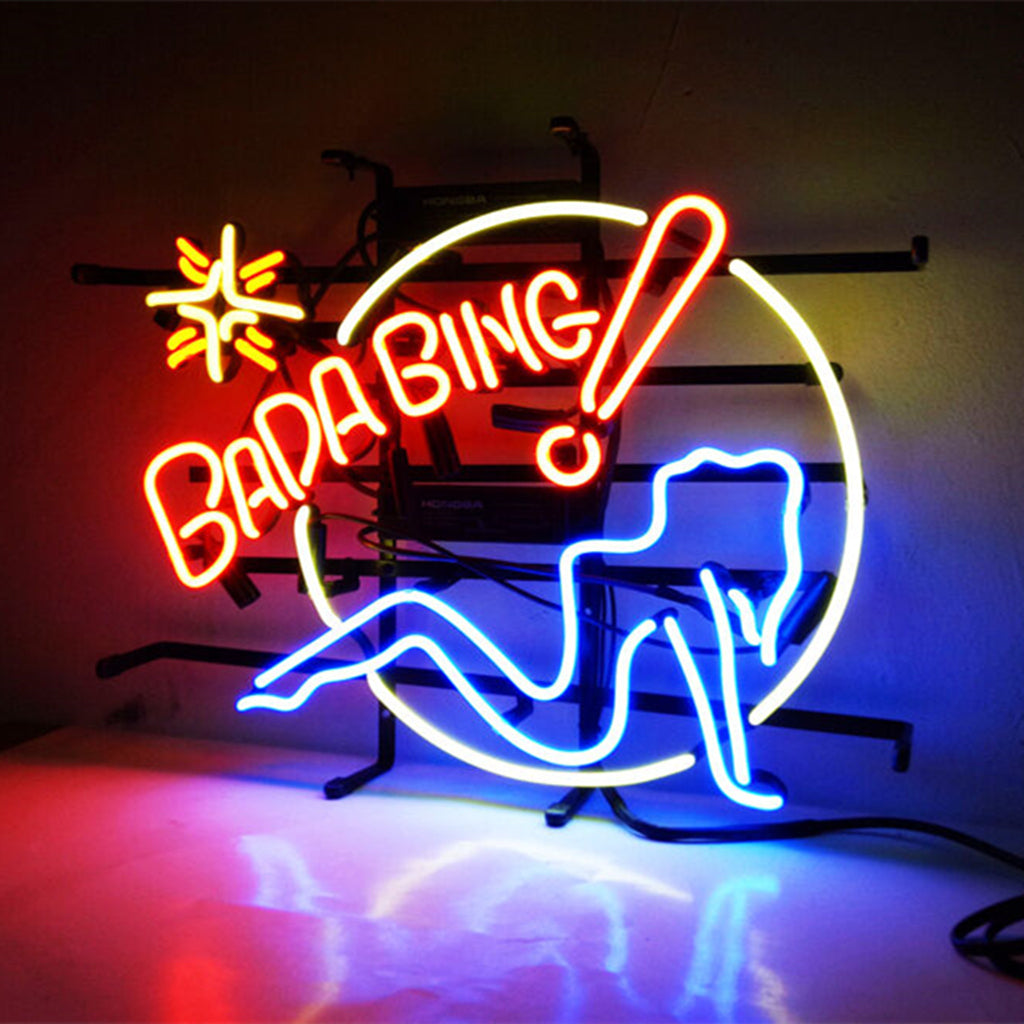 Bada Bing Girl Neon Sign – Real Glass Tube LED Bar Wall Decor